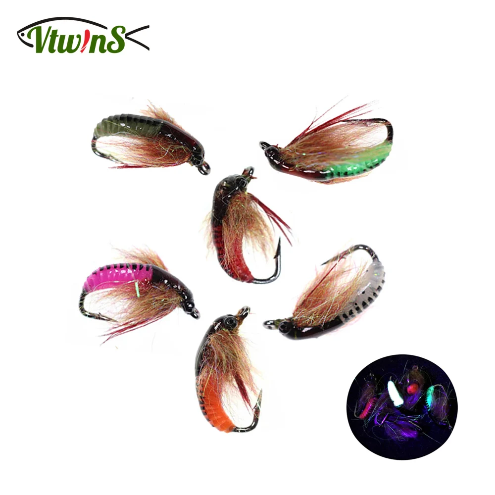 

Vtwins Realistic Latex UV Caddis Pupa Nymphs Flies Artificial Insect For FishingTrout Fishing Fly Lure Bait Fishing Accesoris