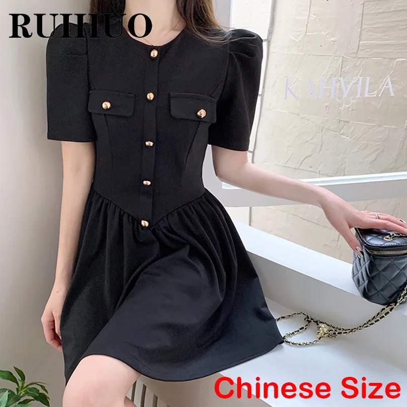 

Черное платье RUIHUO, женская одежда, корейские модные женские платья для женщин, летнее китайское фото, Новое поступление 2022