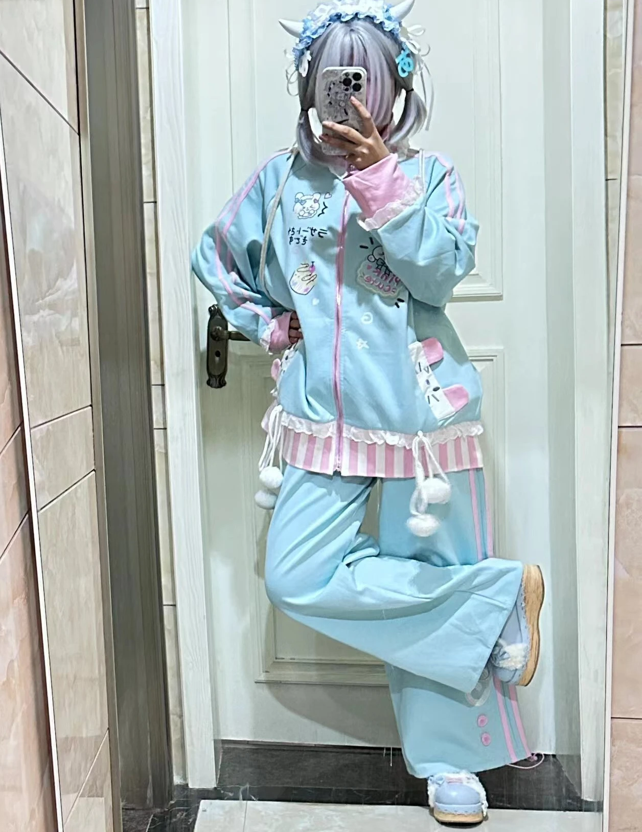 Японский милый Повседневный брючный костюм для девочек женский модный