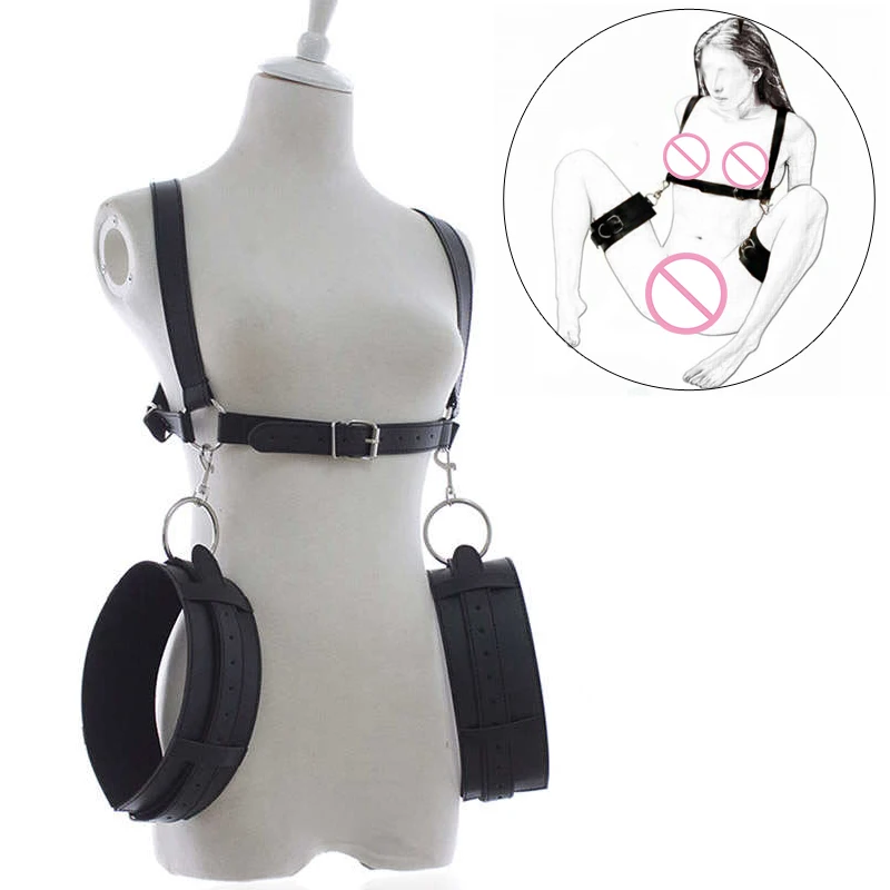 

BDSM Thigh Sling Spreader Leg Open Restraint Bondage Harness with Handcuffs Sex Position Aid Sexy Costumes Adult Toys