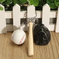 3 pieces artificial baseball keychain bat glove pendant key keyring party supplies gift for boys boyfriend