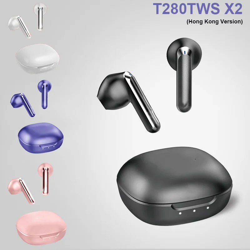 

T280TWS X2 True Wireless Earphones Bluetooth Earbuds with Deep Bass Sound Built-In Microphone