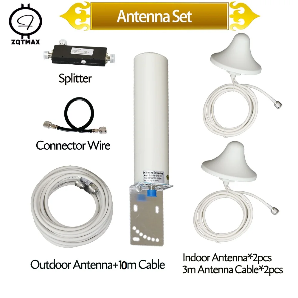 ZQTMAX for 2g 3g 4g repeater 806-2700MHz band 1 2 3 4 5 7 8 umts lte 800 850 900 1800 2100 2600 signal booster omni antenna set