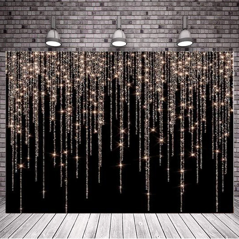 

Photography Backdrop Glitter Birthday Black Shining Dots Background for Photo Studio Adult Women Theme Party Decoration Banner