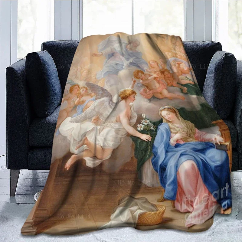 Одеяло Фланелевое с изображением Иисуса на день рождения Богородицы и ангела от