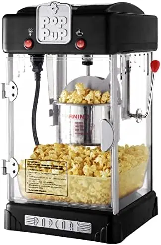 

Pup Countertop Popcorn Machine \u2013 Tabletop Popper Makes 1 Gallon \u2013 2.5-Ounce Kettle, Catch Tray Warming Light & Sco