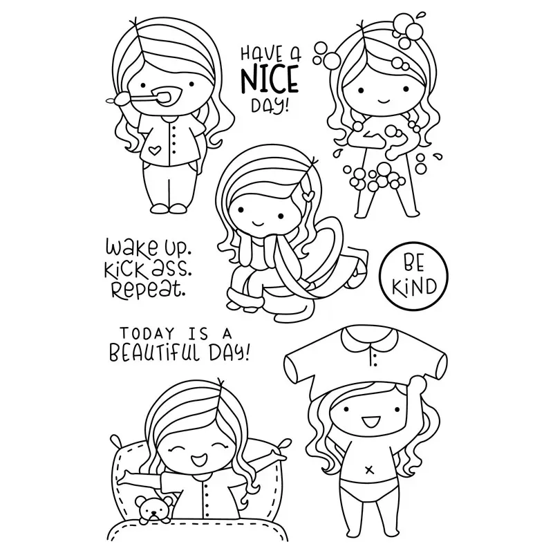 Girl and boy Transparent Clear stamps metal cutting dies