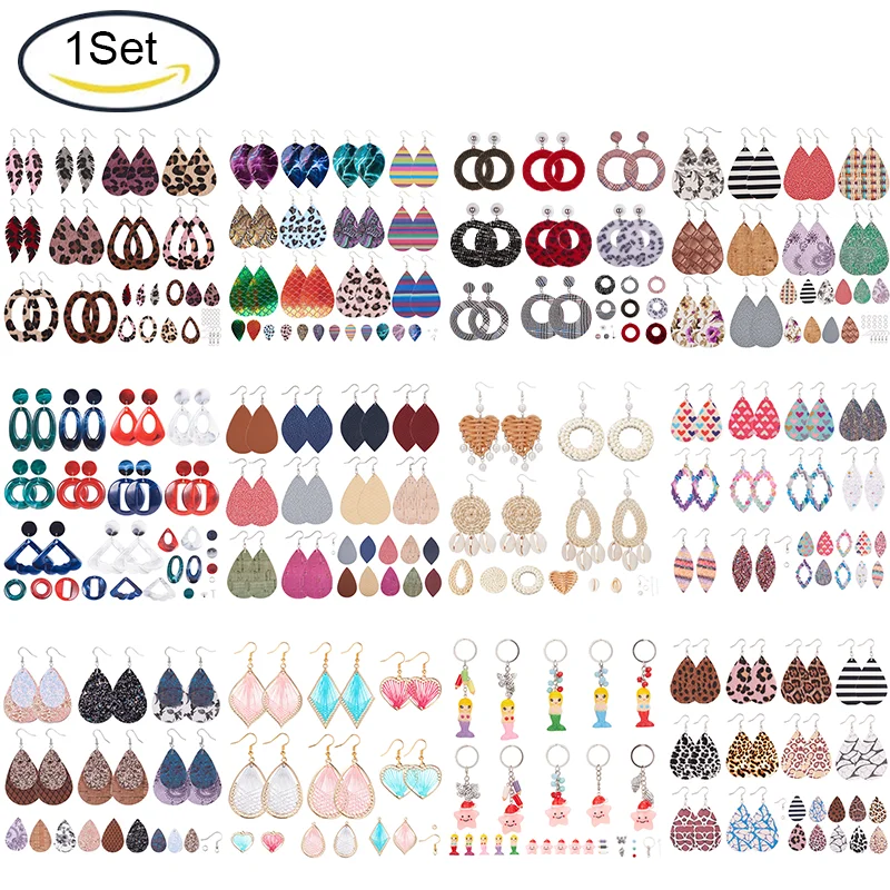 

6 пар двойных кожаных каплевидных висячих сережек, начальный комплект для изготовления ювелирных изделий для девочек и новичков, Платиновы...