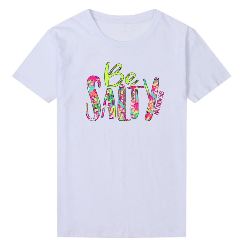 

Retro Be Salty Bible Verse Women T Shirt Cotton Graphic Tee Religious Clothing Christian Tshirt Summer Fashion Top Dropshipping