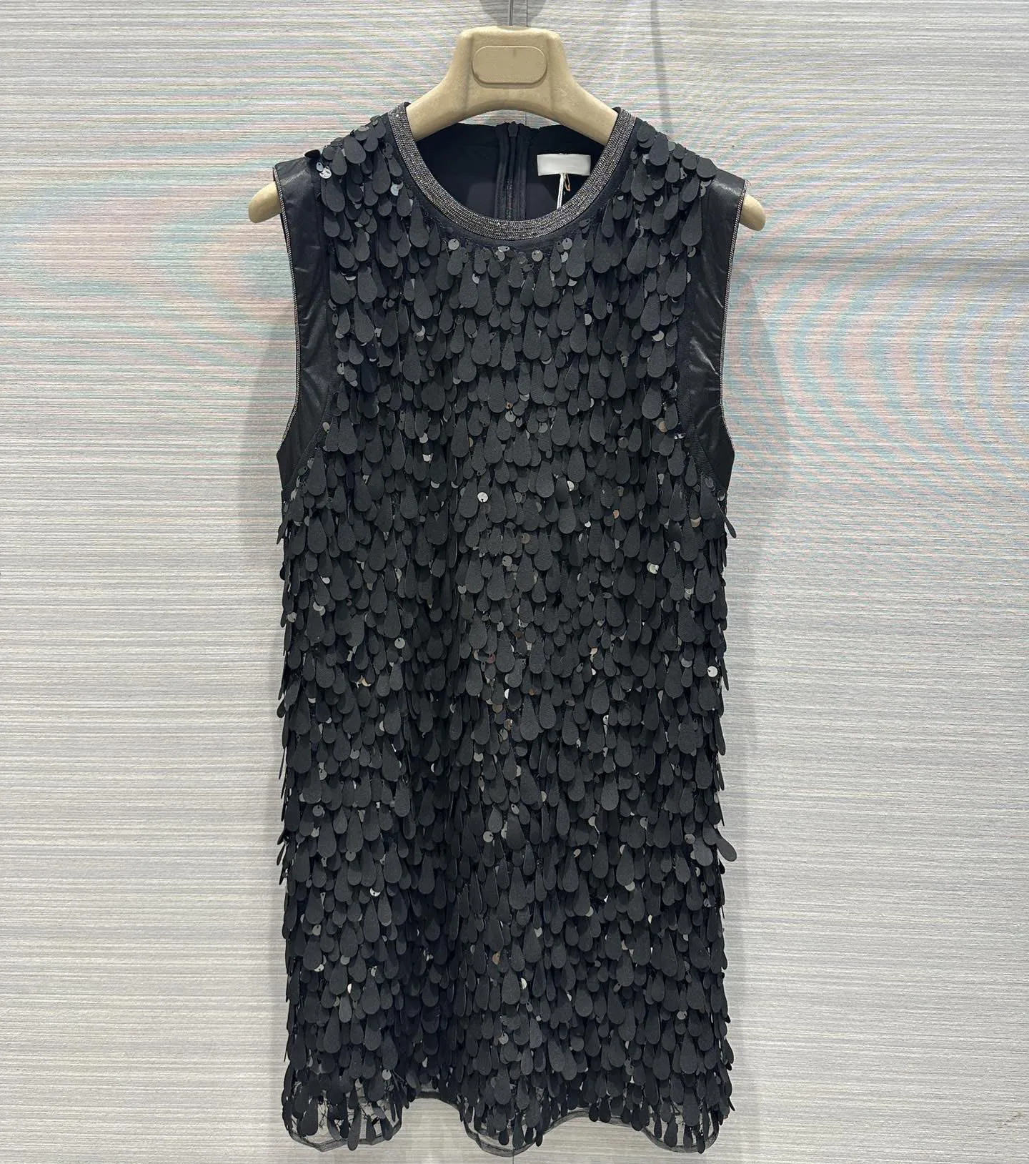 

Осень-зима 2023, женское роскошное черное платье знаменитости без рукавов с вышивкой и блестками