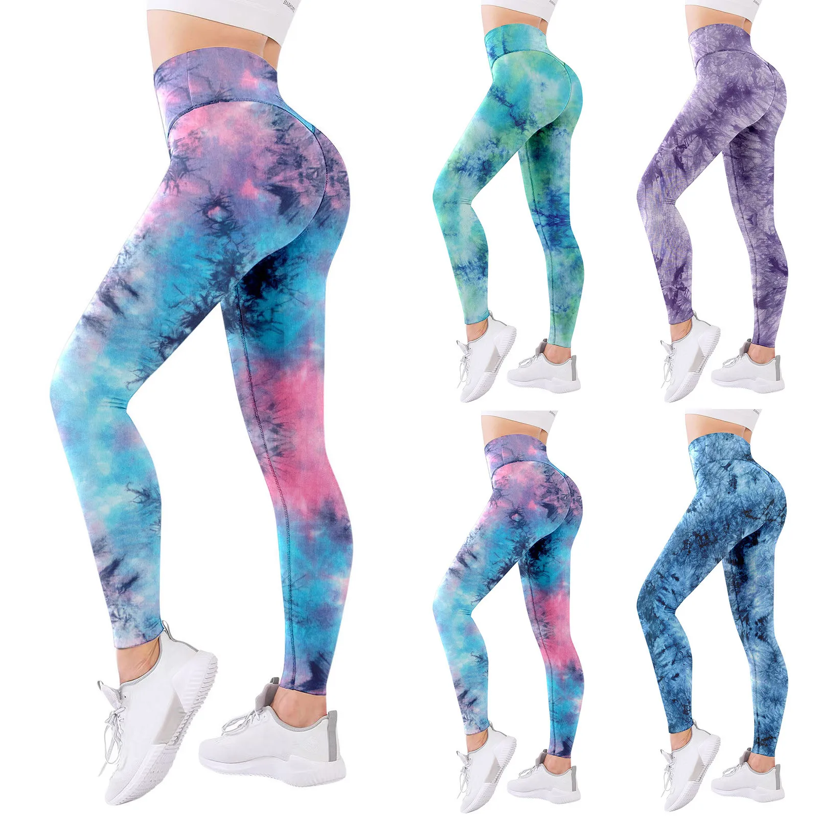 

Леггинсы с принтом Tie-dye, штаны для йоги, эластичные спортивные Леггинсы, компрессионные колготки с высокой талией, спортивные штаны с эффект...