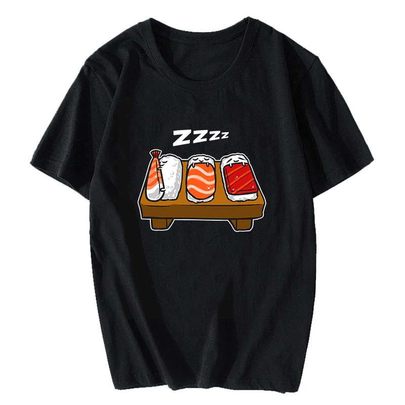 Футболка Zzz с японскими суши для мужчин и женщин крутая хлопковая винтажная - Цена: 753.54