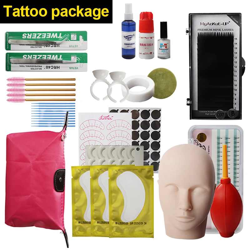 

19 шт. Набор для обучения накладным ресничкам модель головы для практики накладки на глаза Пинцет клей кольцо щетка для прививки ресниц Набо...