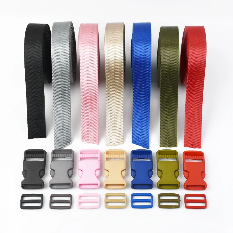 

1/2/5Sets 20/25mm Tri-Glide Slider Plastic Buckle Shoulder Bag Strap Release Clasp Webbing Tape Hook Dog Collar Ribbon Accessory