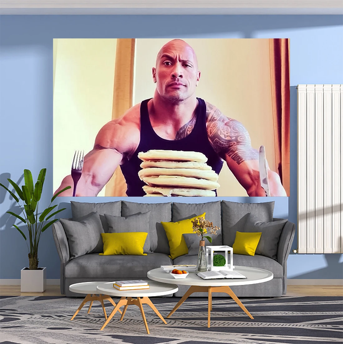 

Dwayne Johnson Tapestry Movie Star Funny Meme Printed Wall Hanging Carpets Bedroom Or Home For Decoration