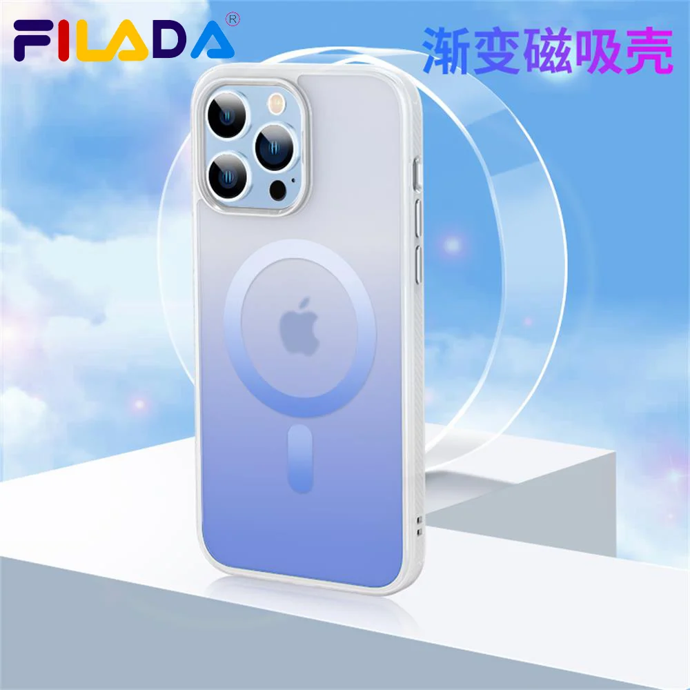 Luxury Transparent Gradient Anti-fingerprint For iphone 14 Pro Max Plus Magsafe Case Magnetic Wireless Charging Shockproof Cover