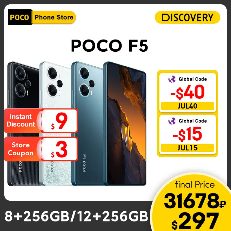 New POCO F5 5G Global Version 8GB 256GB / 12GB 256GB Snapdragon 7+ Gen 2 Octa Core 120Hz Flow AMOLED DotDisplay 64MP Camera NFC