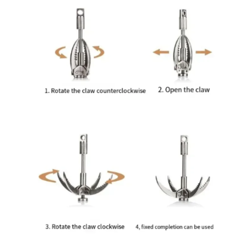Gancho agarre plegable acero inoxidable garra escalada multifuncional aire libre herramienta viaje