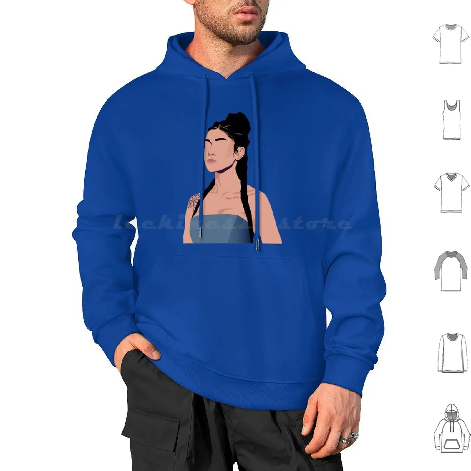 Толстовка Jhene Aiko хлопковая с длинным рукавом Chilombo синяя эстетика Tumblr