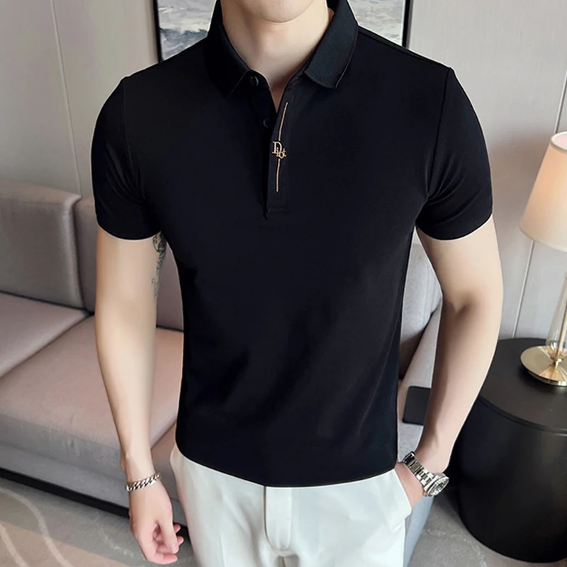 

Мужская хлопковая футболка-поло с коротким рукавом, с вышивкой