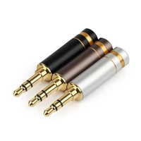 10pcs 3 5mm jack headphone adapter gold plated copper 3 poles earphone plug black silver brown audio male wire connector id 6mm