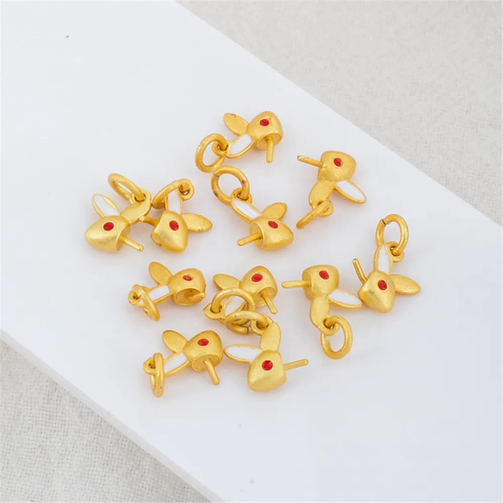 

18K dumb gold drop oil rabbit pearl needle pendant half hole pearl needle support sheep eye needle DIY accessories