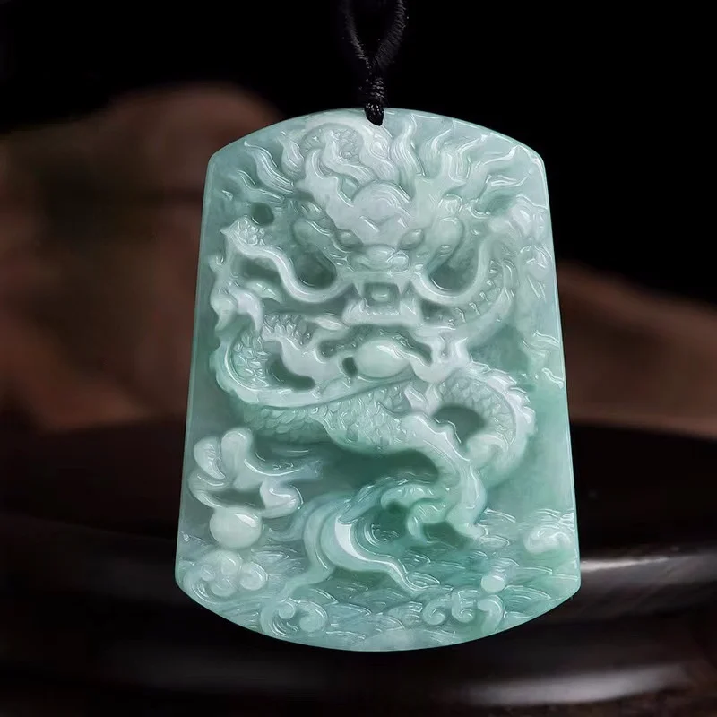 

Hot Selling Natural Zodiac Dragon Pendant Accessories Hand-carved Jadeite Necklace Fashion Jewelry Men Women Luck Gifts Amulet