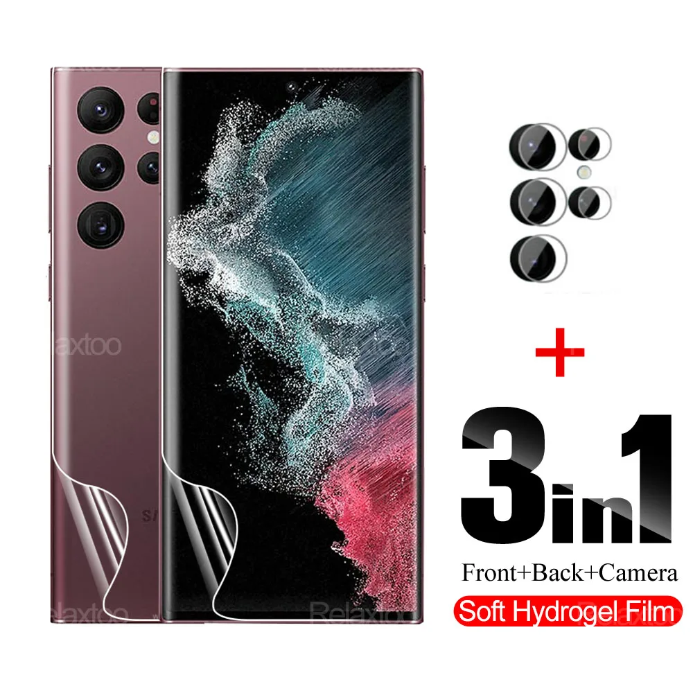 

3in1 Camera Protective Glass For Samsung Galaxy S22 Ultra S22+ 5G Screen Soft Hydrogel Film Sansung S 22 S22Ultra S22Plus 22s