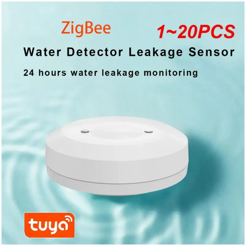 

Датчик погружения воды TUYA ZigBee, датчик обнаружения утечки воды с сигнализацией, умный сцепление для всего объема воды, 1-20 шт.