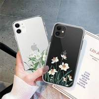 painted flowers plant phone case for iphone 12 11 pro max 13 mini x xr xs max 7 8 6s 6 plus 5 5s se 2020 soft tpu back cover