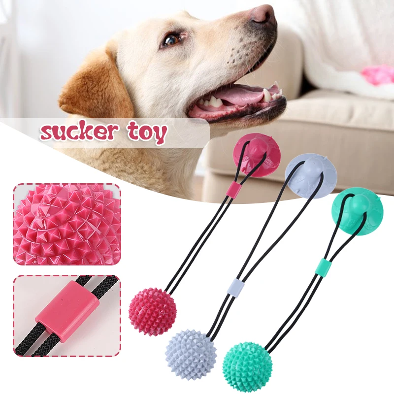 

Pet Sucker Toy Multifunctional Puppy Molar Chew Ball Teeth Cleaning Tool Bite Resistant Ball Rubber Teething Stick TH