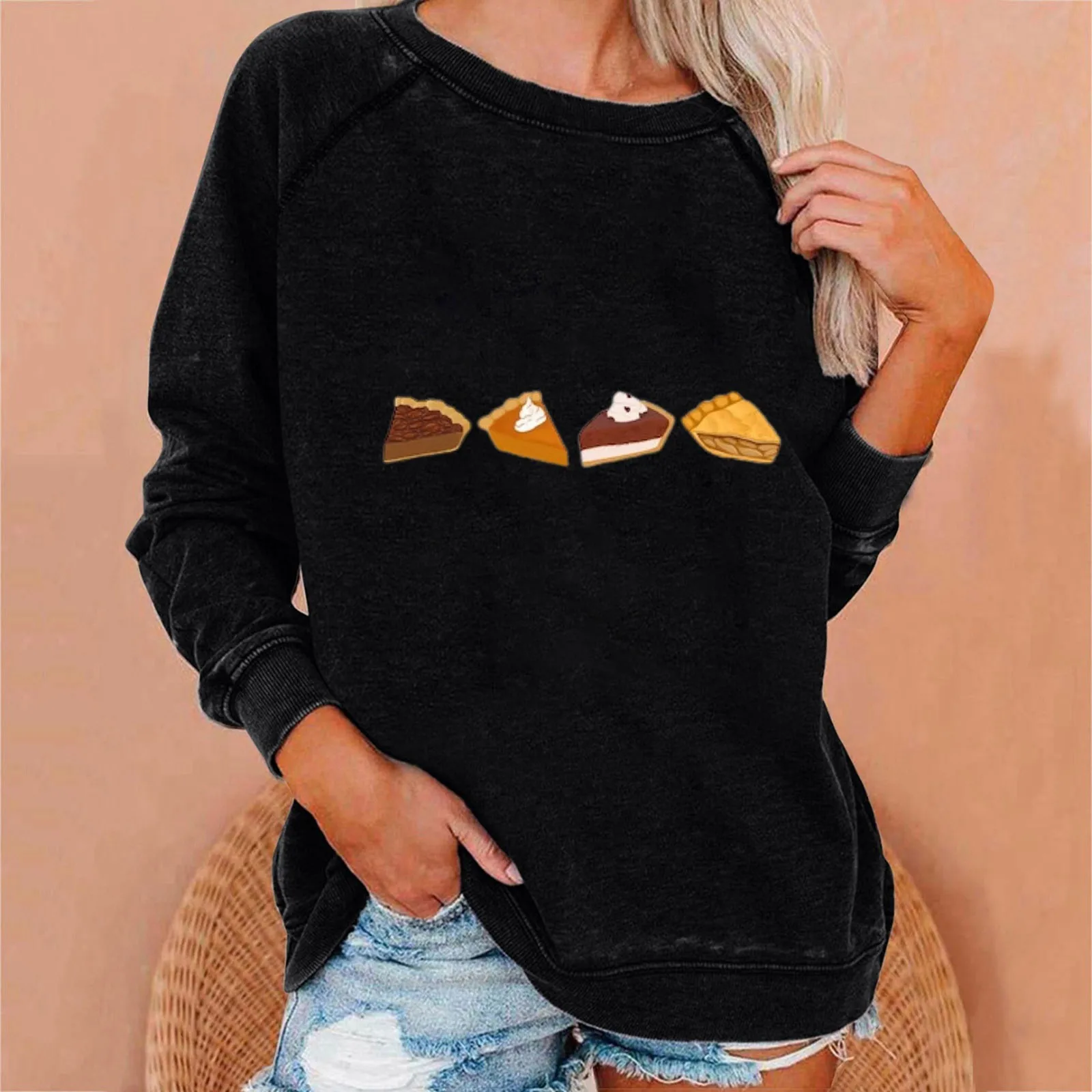 

Женская толстовка с длинным рукавом и круглым вырезом