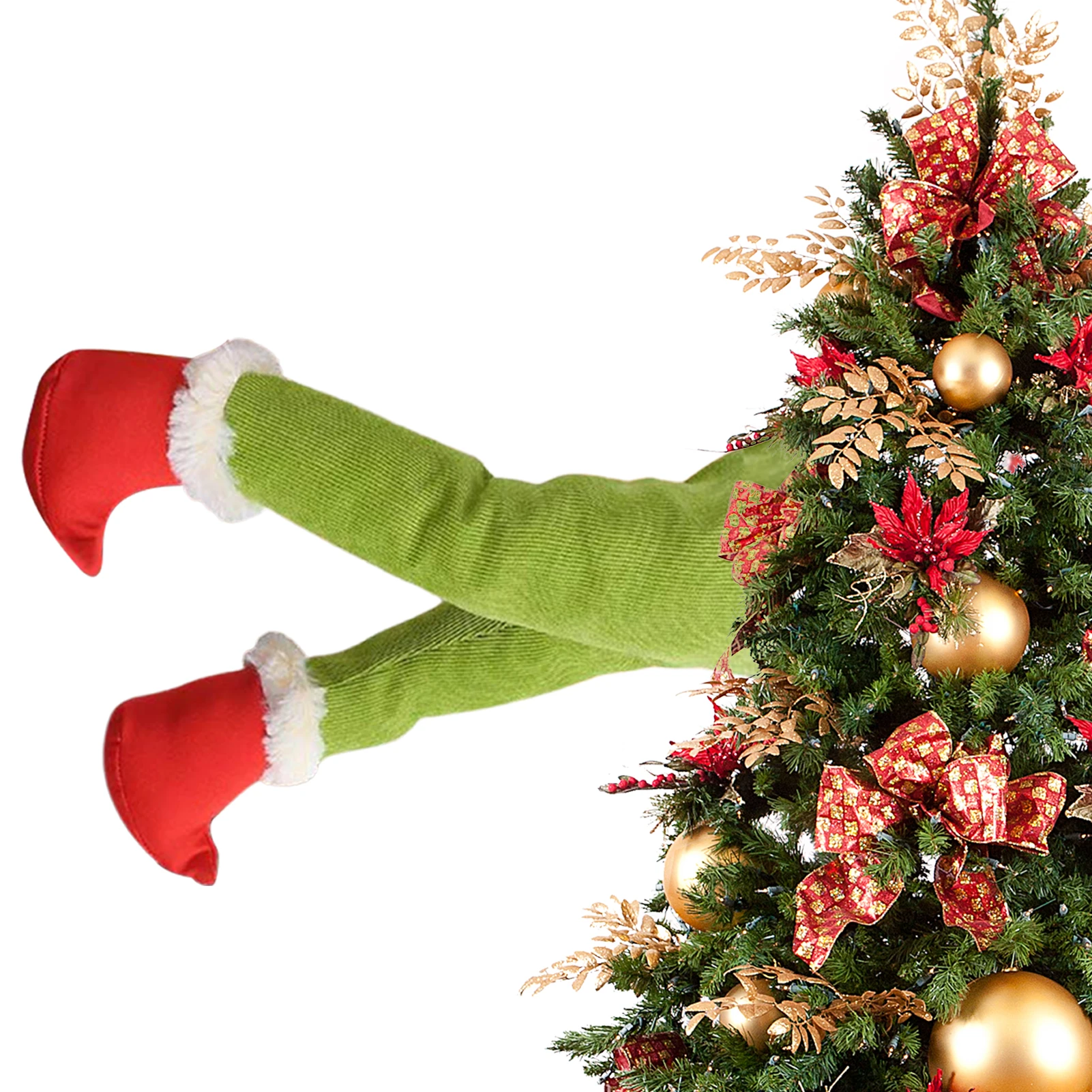 

Рождественские Украшения для тела эльфа, рождественская подвеска, ноги эльфа 40x2 см/15,7x7,9 дюйма, нога эльфа прилипла к украшению рождественск...