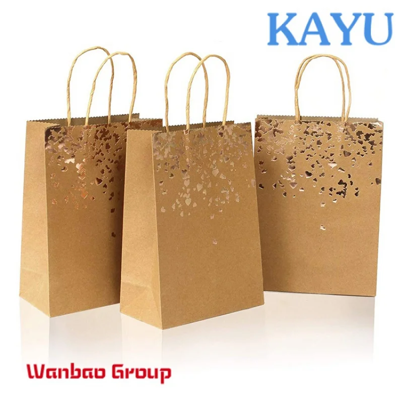 Kraft Paper Bag with Handles Solid Color Gift Packing Bags for Store Clothes Wedding Christmas Party Supplies Handbags