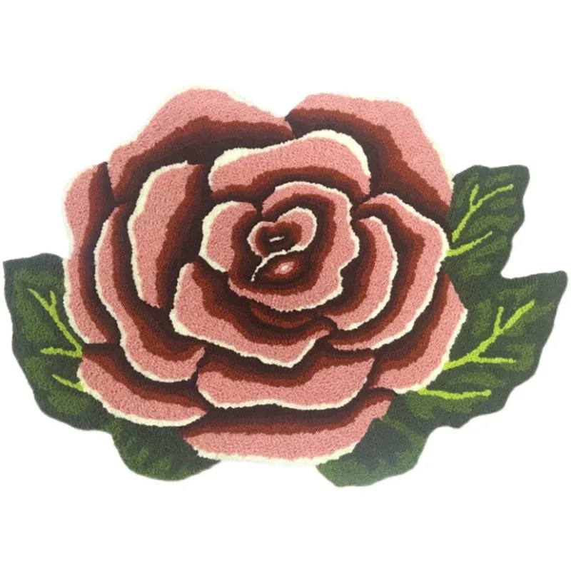 

Europe and the United States style best-selling fashion personalized design doormat blue rose pattern embroidery carpet