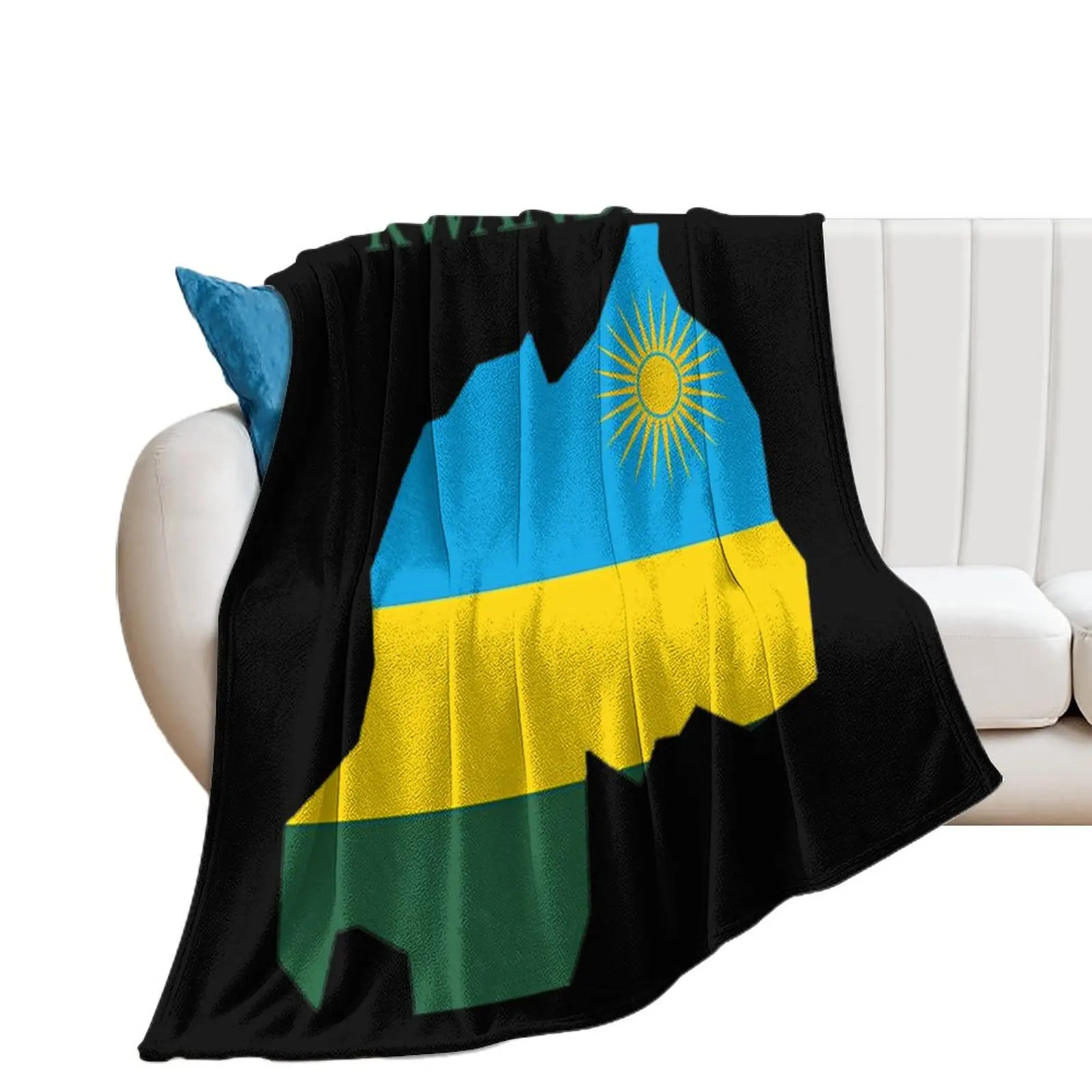 

Disneyland Rwanda Flag Map Woolen Blanket Casual Graphic Resist Pilling And Great to The Touch Park Picnics
