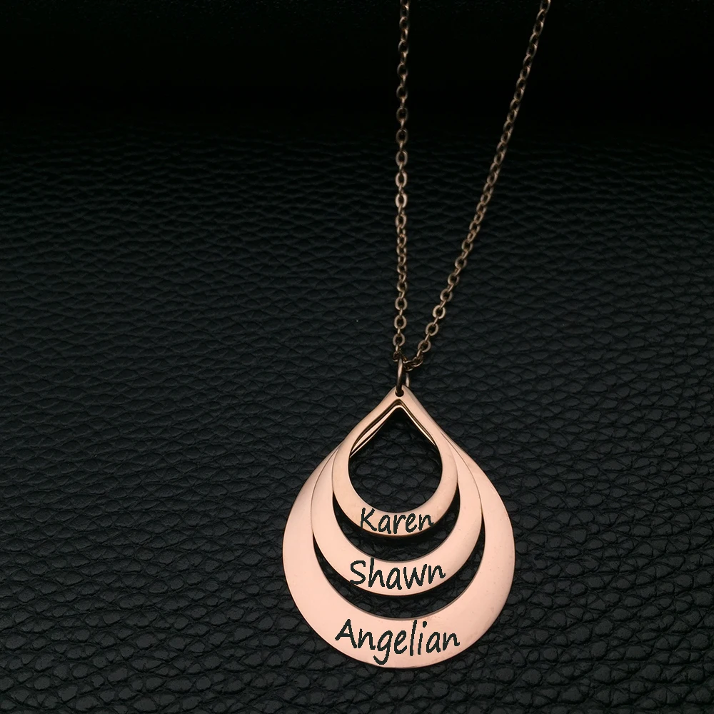 

Personalized Name Necklace Wholesale Custom Can Engrave 3 Names Family Jewelry YP3203