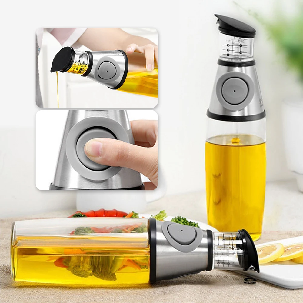 

500ml Olive Oil Dispenser Bottle BBQ Push Type Oil Bottle Pump Oil Pot Leak-Proof Grill Oil Vinegar Cruet Cookware Kitchen Tools