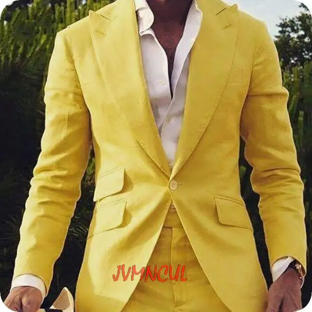 

Latest Coat Pant Designs 2022 Yellow Wedding Groom Men Suit One Button Slim Fit Suits Prom Tuxedo Dress Wedding Groomsman Suit