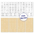 R9JA 208 французские этикетки для специй, предварительно напечатанные черные и белые этикетки с номером специй, 2 цвета букв на прозрачных водостойких наклейках