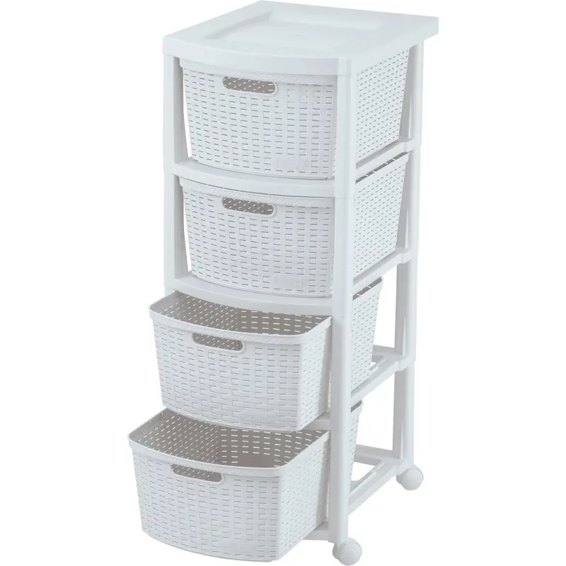 

All-purpose Plastic Resin 4-Drawer Rolling Storage Cart, White