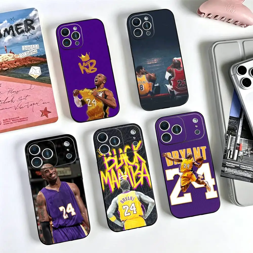 Фото Чехол для телефона для фанатов баскетбола K-Kobe B-Bryant для iPhone 17, 16, 15, 14, 13, 12, 11 Plus, Pro Max и других моделей, силиконовый, черный №1