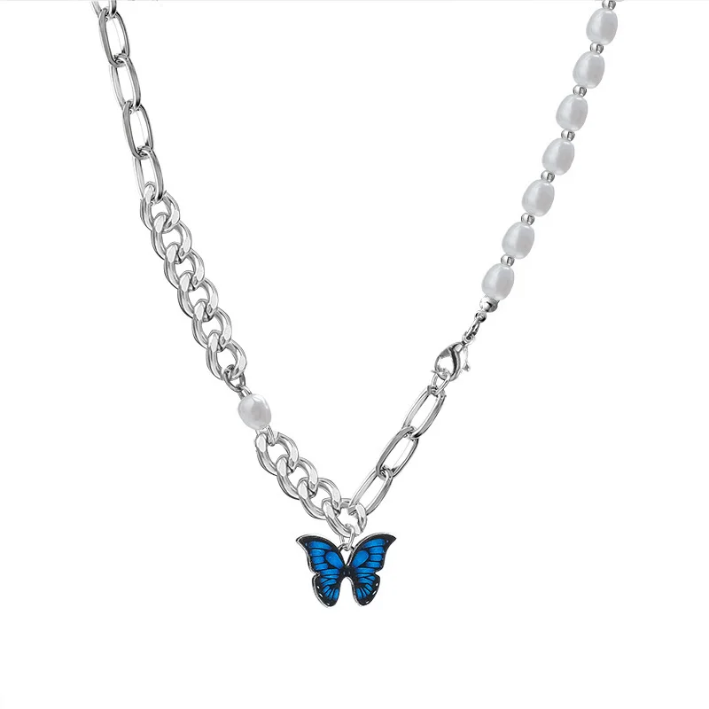 

Butterfly Necklace Jewelry Pendant Necklace Chain for Women Peal Punk Punk Collares Chain Mujer Jewlery A0477