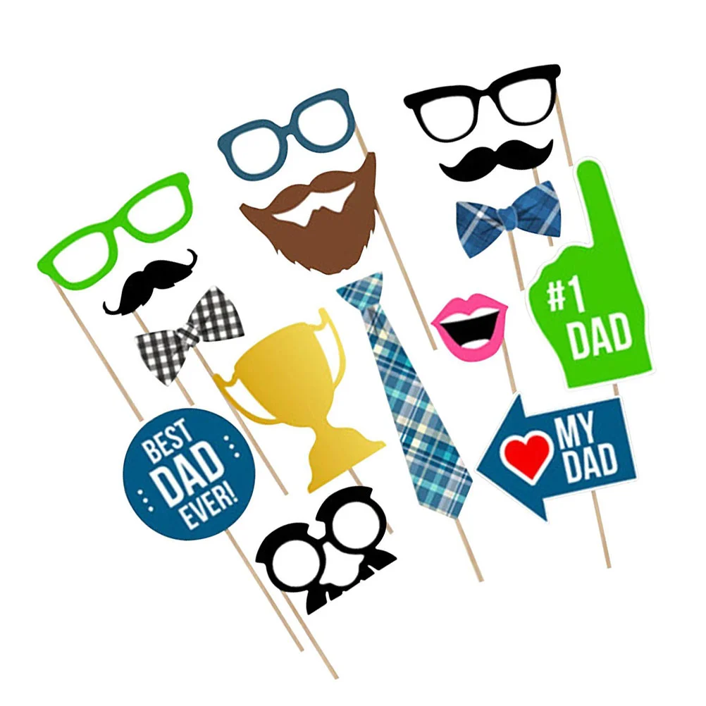 

15pcs/set Novelty Father's Day Best Dad Ever Party Photo Booth Props Farther's Birthday Photo Shoot Props