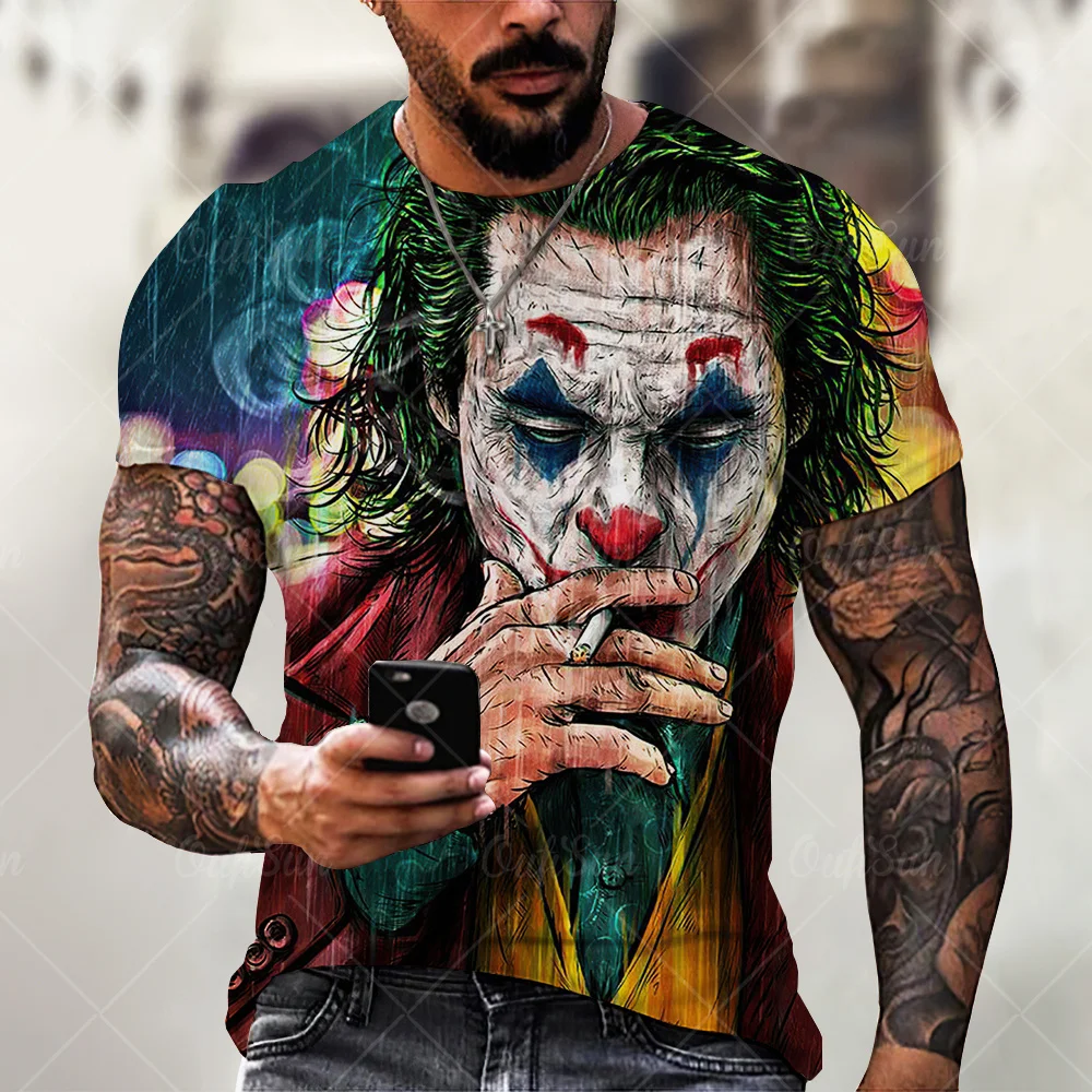

Summer New 3D Printed Evil Clown Pattern Loose T Shirt For Men Trend Oversized Personality Short Sleeve Harajuku Punk Tops