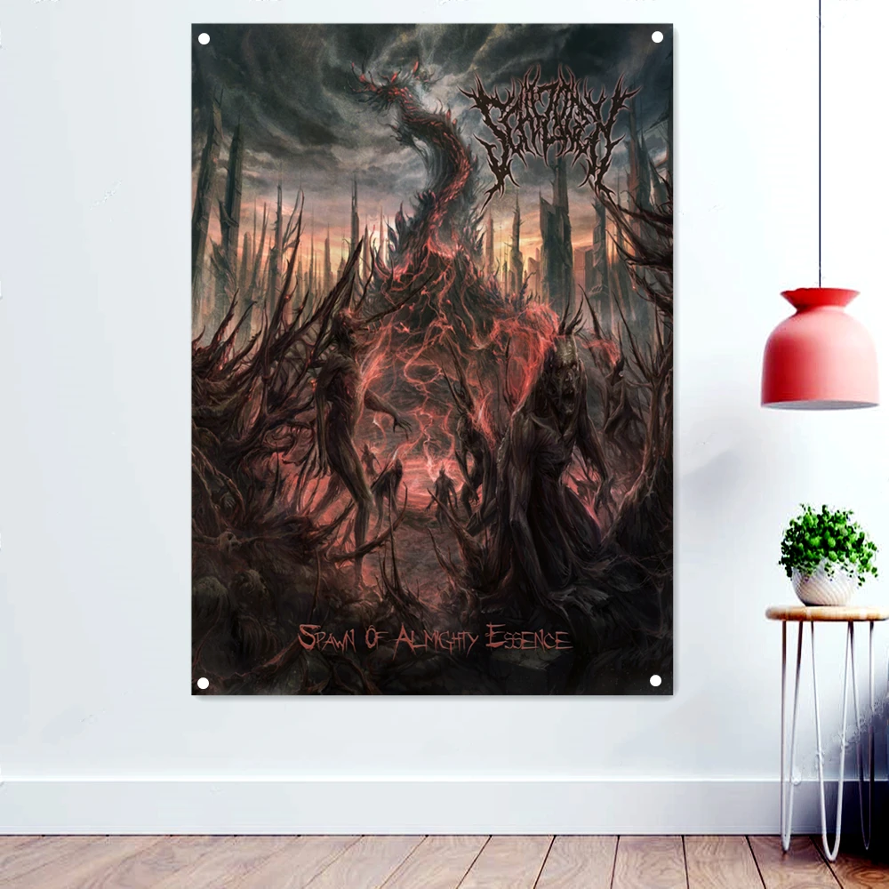 

SPAWN OF ALMGHTY ESSENCE Death Metal Artist Poster Wallpaper Vintage Rock Band Music Banners Bloody Disgusting Tattoos Art Flag