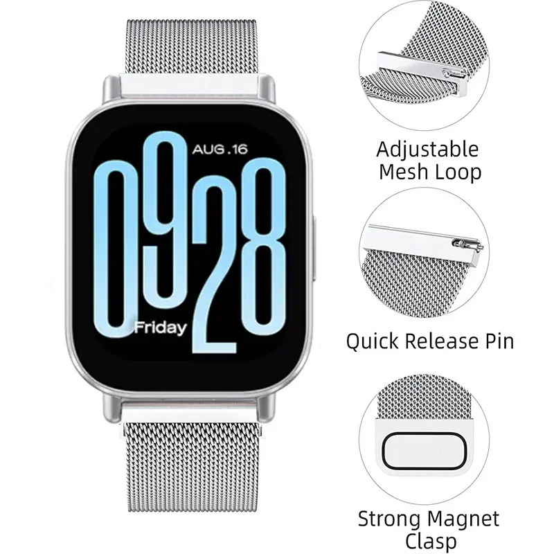 Фото Ремешок-петля Milanese Loop 20 мм 22 мм для Redmi Watch 5 Active/Lite, высококачественный браслет для Huawei GT6 5 4 46 мм, Samsung 7 6 5, Xiaomi 5 S5 №1