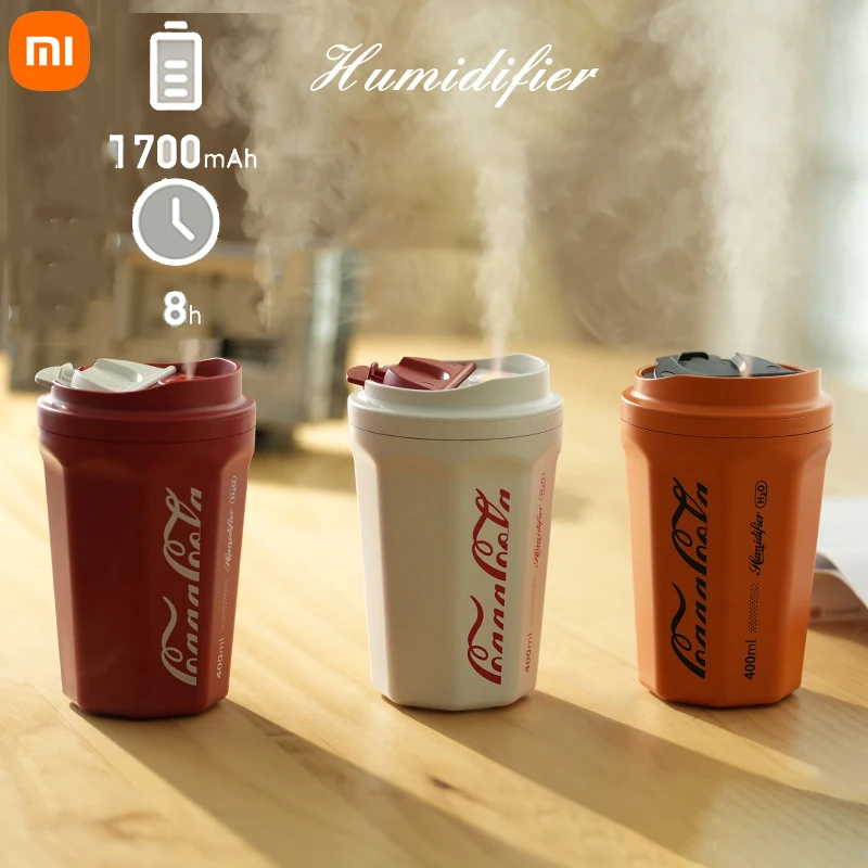 New Xiaomi Coke Cup Humidifier Rechargeable 400ml Wireless Portable Flame Air Humidifier with Battery Home Car Aroma Diffuser