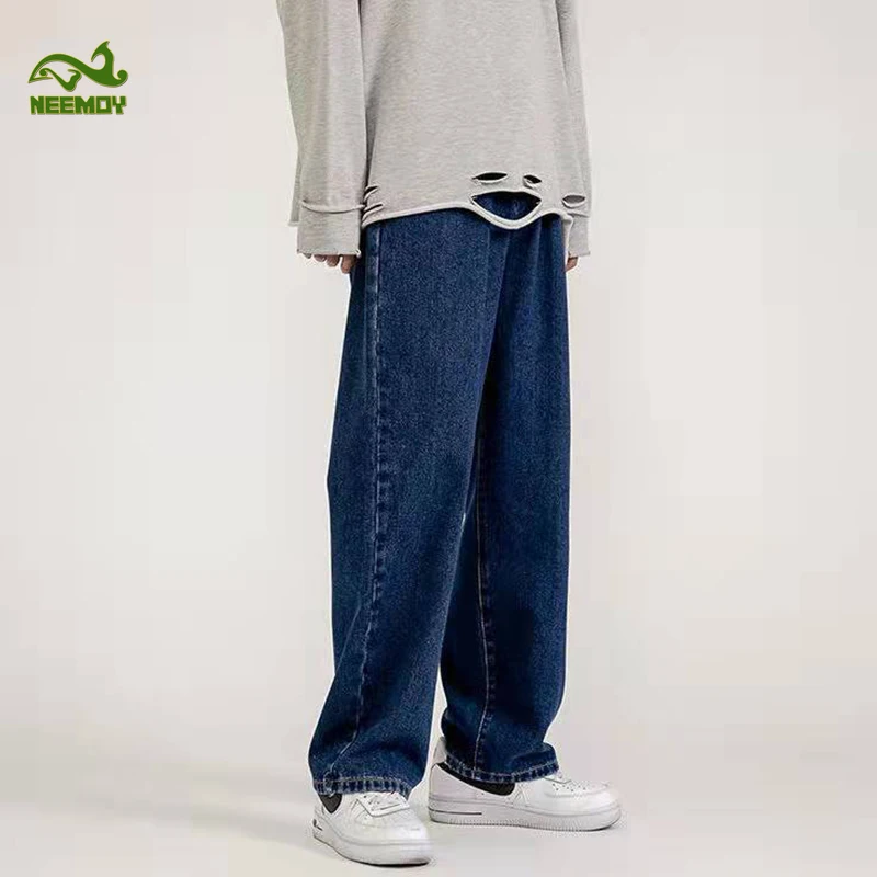 Neemoy New Men's Loose Casual Jeans Streetwear Pants Fashion Korea Style Ins Spring and Autumn New Straight Wild Wide-leg Pants