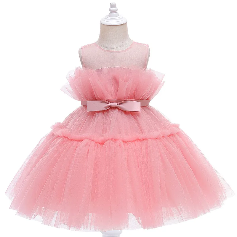 

2022 Dress for Girls Sleeveless Lace Princess Dress Baby First Birthday Ball Gown Evening Formal Party Dress Children's Clothes